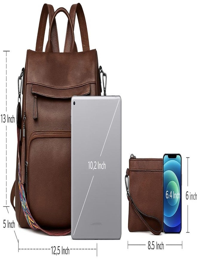Fabcraft Anti-Theft Backpack & Purse for Women | Multipurpose Travel Bag | Durable Combo Pack | Shoulder Bag for Women and Girls | College Bag for Girls | PU Leather Backpack With Pouch (Dark Brown) - Image 3